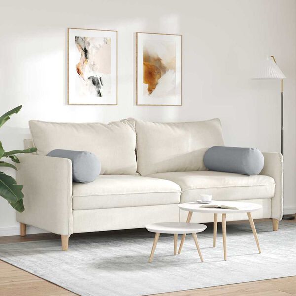 vidaXL Bolster Pillows 2 pcs Light Grey &Oslash; 25 x 70 cm Fabric