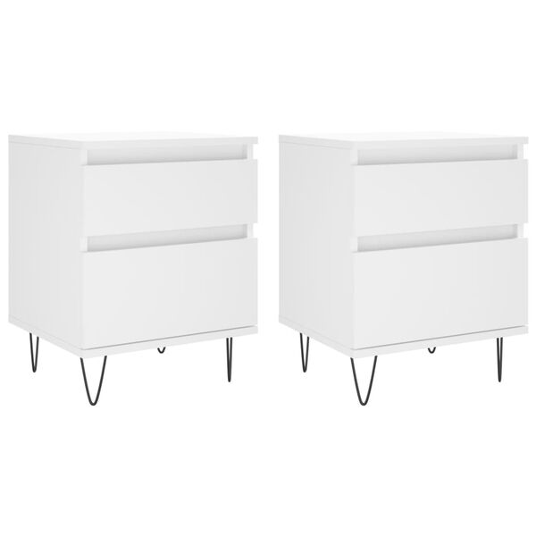 vidaXL Bedside Cabinets 2 pcs White 40x35x50 cm Engineered Wood