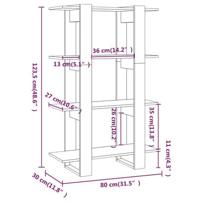 vidaXL Book Cabinet/Room Divider Concrete Grey 80x30x123.5 cm