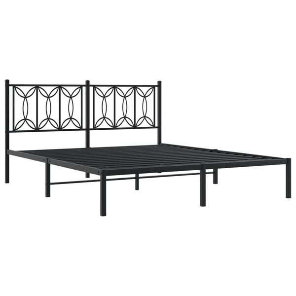 vidaXL Metal Bed Frame without Mattress with Headboard Black 150x200cm