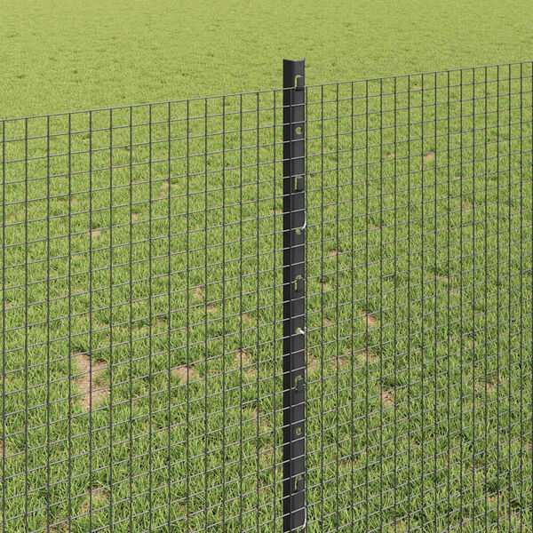 vidaXL Fence with Post Grey 1 x 25 m Steel