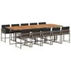 vidaXL Garden Dining Set | Grey, Brown | Poly Rattan, Steel, Solid Acacia wood