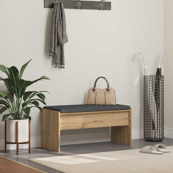 vidaXL Hall Bench with Cushion Artisan Oak 83 x 38 x 40 cm