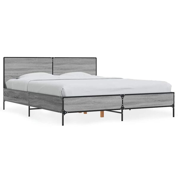vidaXL Bed Frame without Mattress Grey Sonoma 150x200 cm King Size