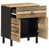 vidaXL Bed Cabinet Black 50x33x60 cm Solid Rough Wood Mango