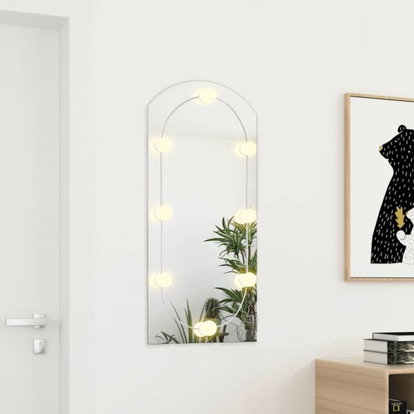 vidaXL Mirror with LED Lights 90x45 cm Glass Arch