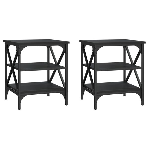 vidaXL Side Tables 2 pcs Black 40x42x50 cm Engineered Wood