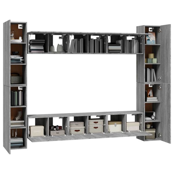 vidaXL 10 Piece TV Cabinet Set Grey Sonoma Engineered Wood