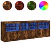 vidaXL Sideboard with LED Lights Smoked Oak 202x37x67 cm