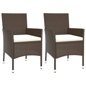 vidaXL Garden Chairs with Cushions 2 pcs Brown Poly Rattan (UK/IE/FI/NO only)