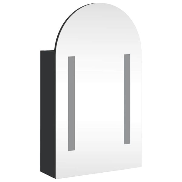 vidaXL Bathroom Mirror Cabinet with LED Light Arched Black 42x13x70 cm