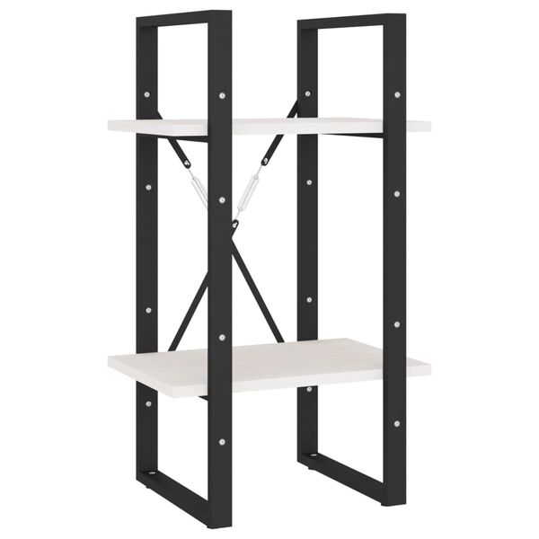 vidaXL 2-Tier Book Cabinet White 40x30x70 cm Solid Pine Wood