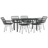 vidaXL 7 Piece Garden Dining Set Black Poly Rattan