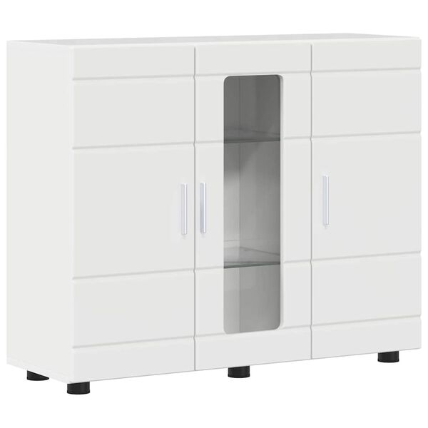 vidaXL Wooden Cabinet High Gloss White 88.5 x 30.5 x 73 cm