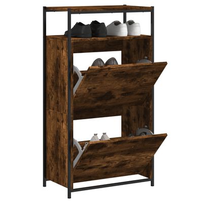 vidaXL Shoe Cabinet Smoked Oak 60x34x112 Engineered Wood
