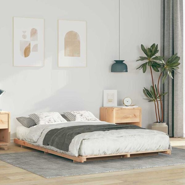 vidaXL Floor Bed Frame Brown 120 x190 cm Solid pine wood