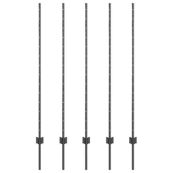 vidaXL Fence Post 5 pcs Grey 140 cm Steel