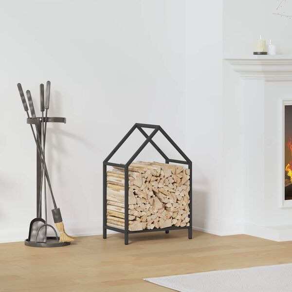 vidaXL Firewood Rack Black 40x25x60 cm Cold-rolled steel
