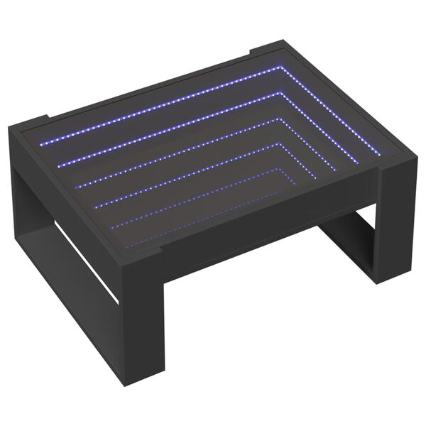 vidaXL Coffee Table with Infinity LED Black 70x53x30 cm