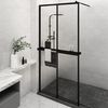 vidaXL Walk-in Shower Wall with Shelf Black 118x190 cm ESG Glass&Aluminium
