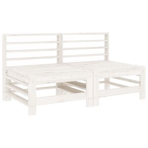 vidaXL Garden Middle Sofas 2 pcs White Solid Wood Pine