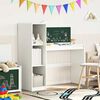vidaXL Desk with Open Storage and Chalkboard with Shelf ROROS White