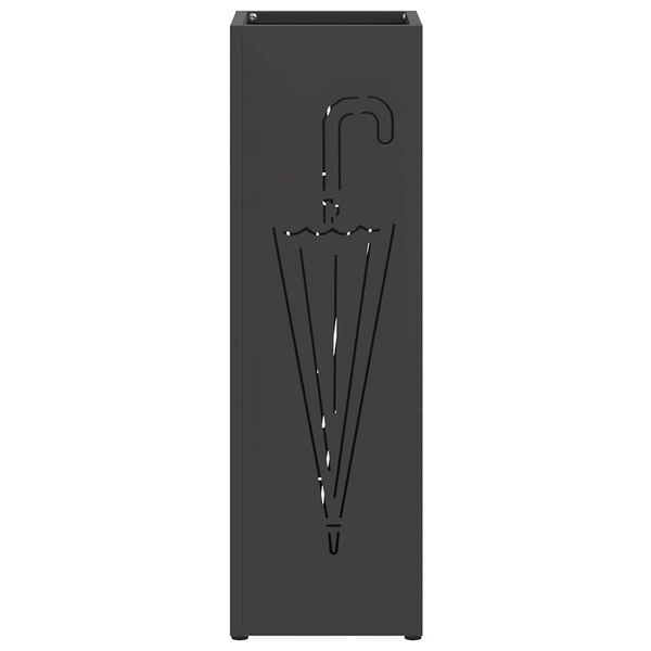 vidaXL Umbrella Stand with Storage Black 15.5 x 15.5 x 49 cm Metal