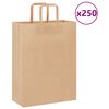 vidaXL Paper Bags 250 pcs with Handles Brown 26x12x35 cm