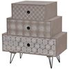 vidaXL Nightstand with 3 Drawers Grey and Brown