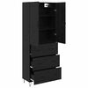 vidaXL Highboard with Drawer 2 pcs Black Oak Engineered Wood and Glass