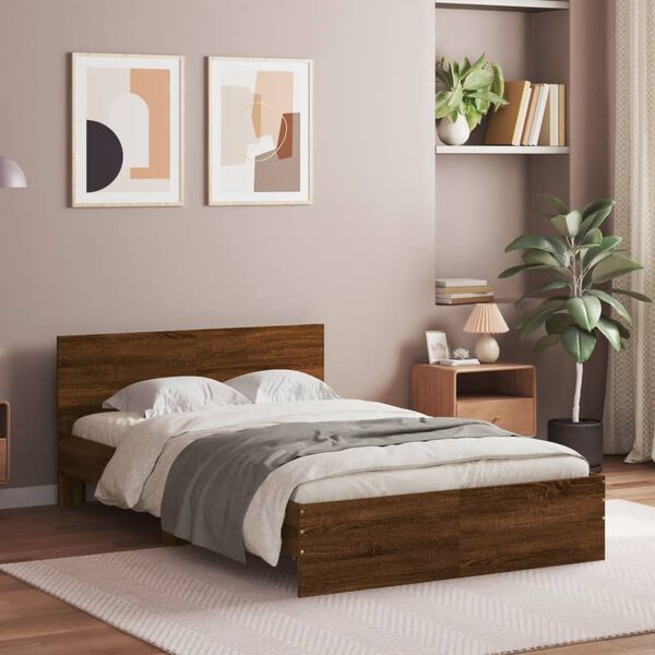 vidaXL Bed Frame without Mattress Brown Oak 135x190 cm Double