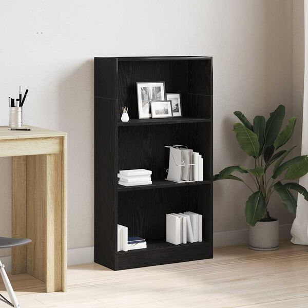 vidaXL Bookcase Black Oak 60x24x109 cm Engineered Wood