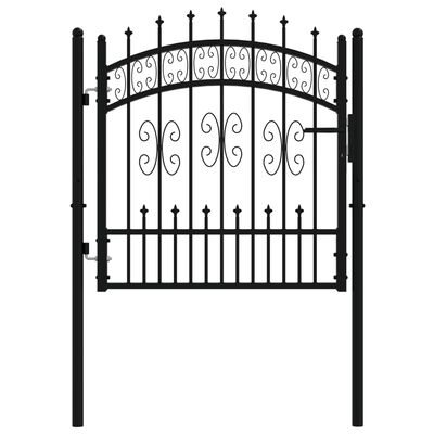 vidaXL Fence Gate with Spear Top Black 103x150 cm Powder-coated Steel