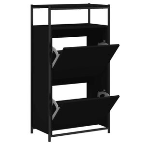 vidaXL Shoe Cabinet Black 60x34x112 cm Engineered Wood