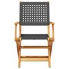 vidaXL Folding Garden Chairs 4 pcs Black Poly Rattan and Solid Wood