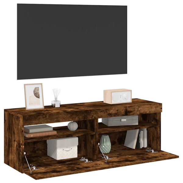 vidaXL TV Cabinets 2 pcs with LED Lights Smoked Oak 60x35x40 cm