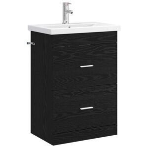 vidaXL Bathroom Furniture Set Black Oak 61 x 40 x 84.5 cm