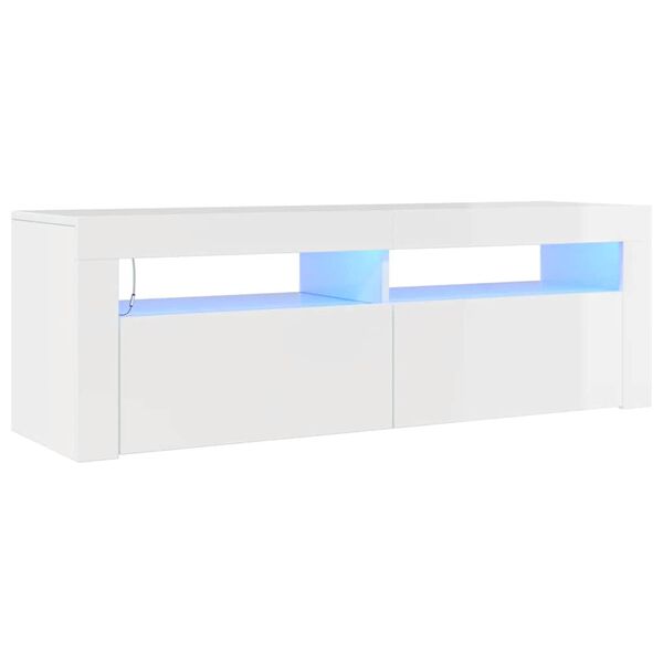 vidaXL TV Cabinet with LED Lights High Gloss White 120x35x40 cm