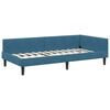 vidaXL Corner Bed Frame with Headboard Blue 90 cm x 190 cm Velvet