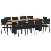 vidaXL Garden Dining Set 11 pcs Black Poly Rattan