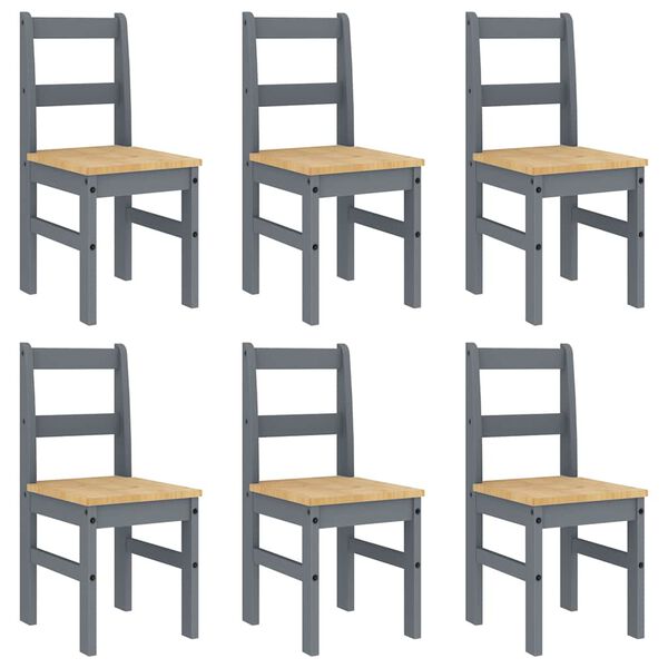 vidaXL 7 Piece Dining Set Panama Grey Solid Wood Pine