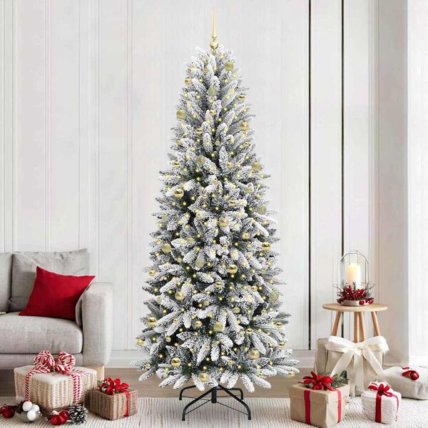 vidaXL Artificial Christmas Tree with 300 LEDs with Stand White 240 cm