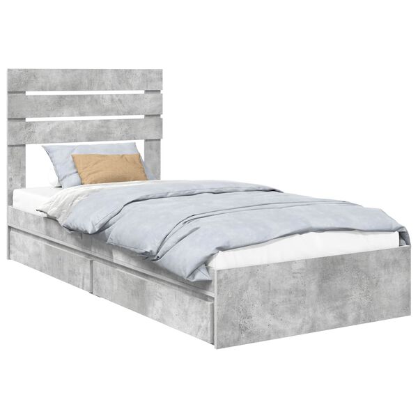 vidaXL Storage Bed Concrete Grey 70 x 190 cm Engineered Wood