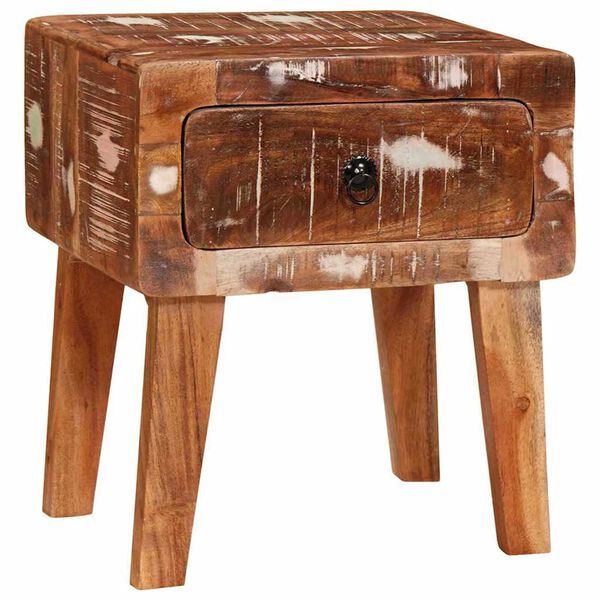 vidaXL End Table with Drawer Brown 40 x 32 x 46 cm Solid Reclaim Wood