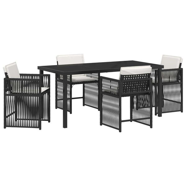 vidaXL Garden Dining Set 5 pcs Black Poly Rattan