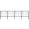 vidaXL Garden Fence with Spear Top Steel 714.5x175 cm Black