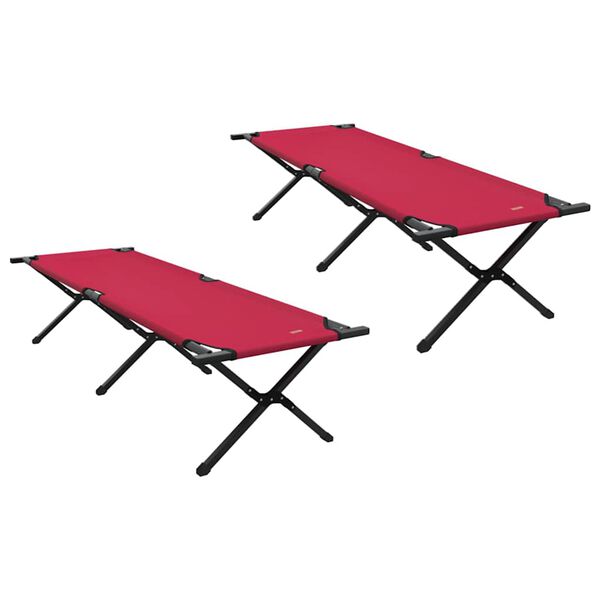 vidaXL Folding Camping Bed 2 pcs Red 193 x 69 x 45 cm Oxford fabric