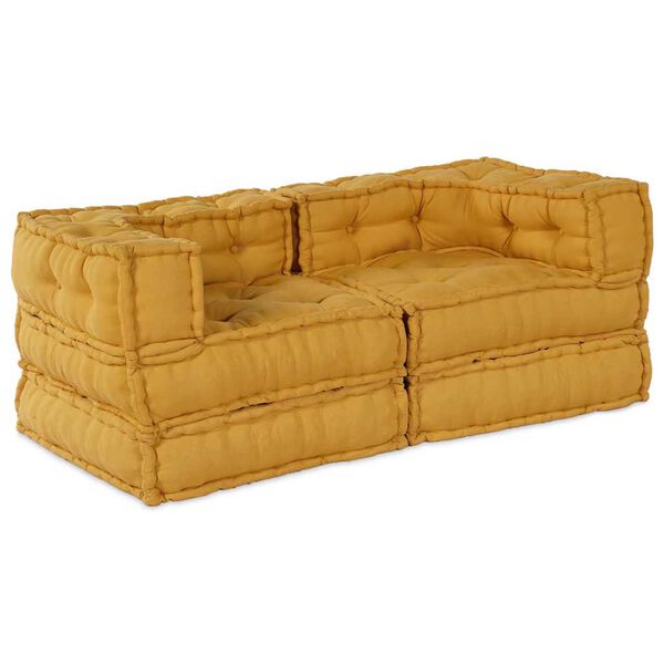 vidaXL Modular Sofa 2 pcs Yellow 140 x 70 x 56 cm Fabric