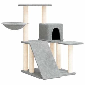 vidaXL Cat Tree with Sisal Scratching Posts Light Grey 82 cm