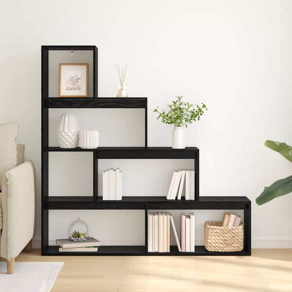 vidaXL Room Divider Bookcase Black Oak 143.5 x 29 x 143.5 cm